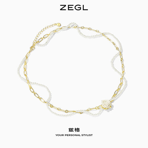 ZEGL设计师白月光与白玫瑰项链女夏小众设计感花朵吊坠锁骨链饰品 商品图3