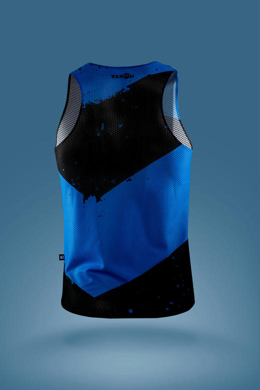 严素跑步背心，蓝黑箭头，男女款，轻量，快干，排汗，透气 商品图1