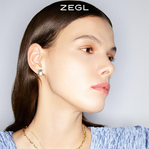 ZEGL设计师童趣熊系列人造珍珠小熊耳钉女夏小众耳环925银针耳饰 商品图1