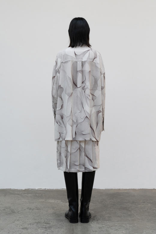 LOW CLASSIC  米白色印花百褶半裙 商品图6