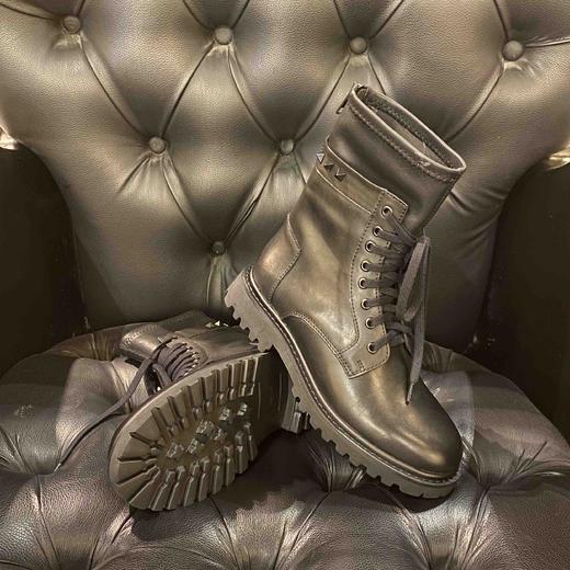 LFGJ 3009 中筒真皮马丁靴女英伦风百搭新款炸街厚底系后拉链带机车工装靴 商品图3