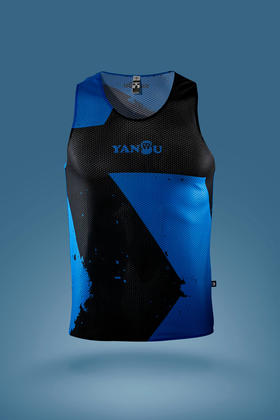 严素跑步背心，蓝黑箭头，男女款，轻量，快干，排汗，透气