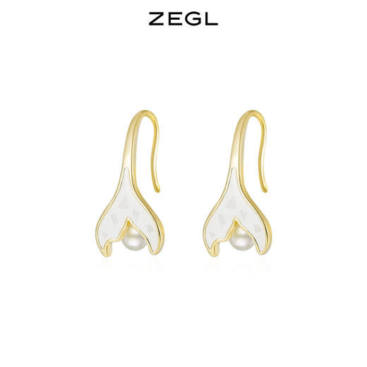 ZEGL设计师人造珍珠鱼尾耳钩款耳环女夏季小众耳钉气质高级感耳饰 商品图0