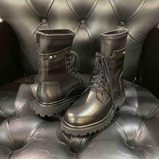 LFGJ 3009 中筒真皮马丁靴女英伦风百搭新款炸街厚底系后拉链带机车工装靴 商品图2