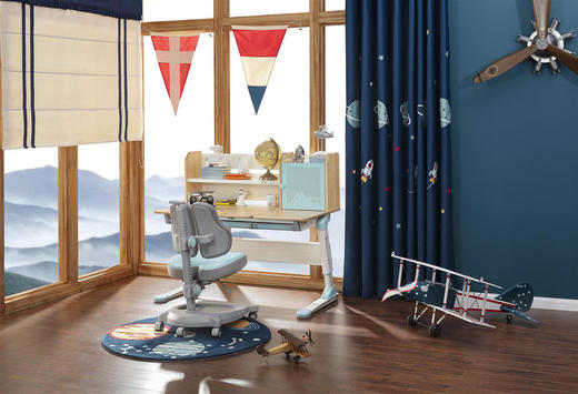 2平米爆款飞行家学习桌+护脊学习椅：原生真实木，多级调节，呵护宝宝脊椎 商品图1