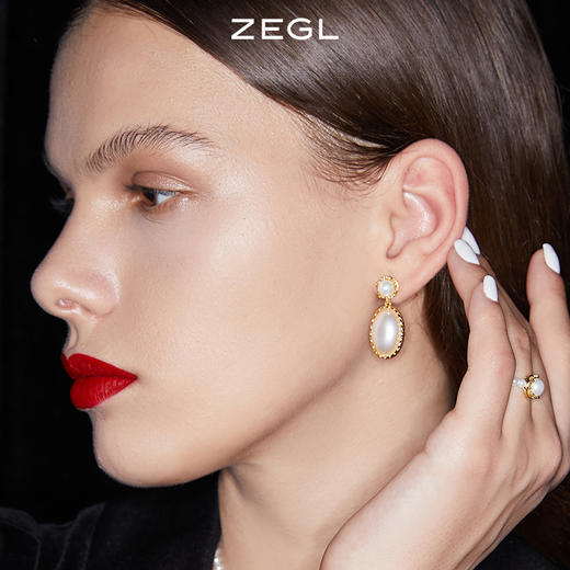 ZEGL设计师The Crown人造珍珠耳环女2023年新款耳钉925银针耳饰品 商品图4