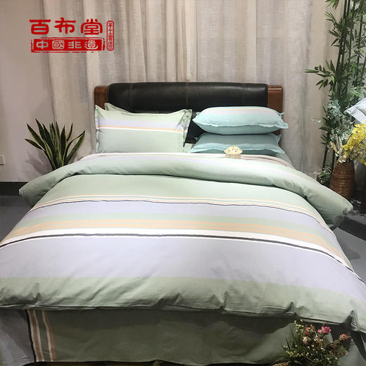 （乡村振兴商品）百布堂纯棉四件套A4版（绿条纹） 商品图1