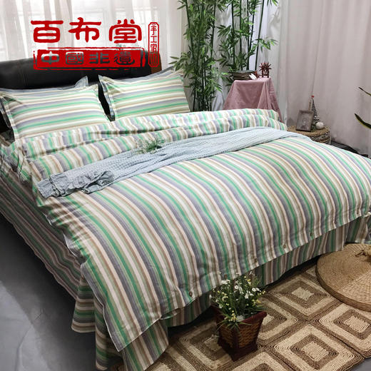 （乡村振兴商品）百布堂纯棉四件套A5 好运来（清新绿） 商品图0