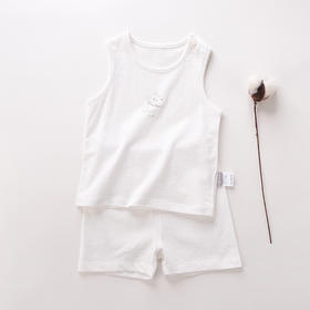 拉比-内衣类（夏）C9拉比熊网目背心服套装米白