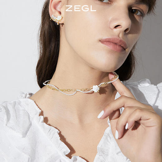 ZEGL设计师白月光与白玫瑰项链女夏小众设计感花朵吊坠锁骨链饰品 商品图1