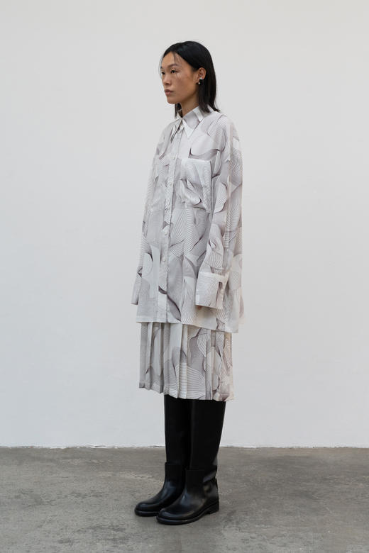 LOW CLASSIC  米白色印花百褶半裙 商品图5