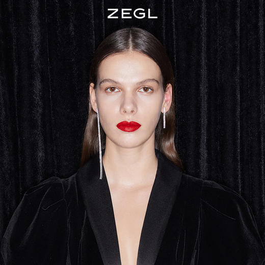 ZEGL满天星流苏耳环女气质简约冷淡风长款耳钉925银针不对称耳饰 商品图1