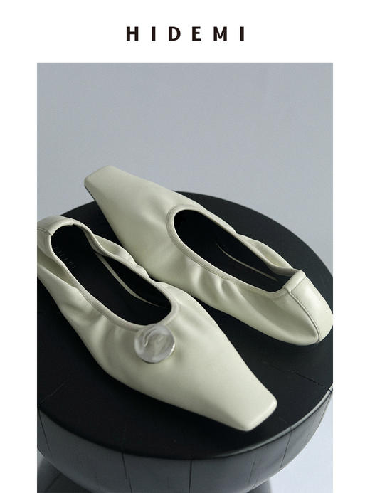 HIDEMI波纹金属扣小羊皮平底鞋 商品图4