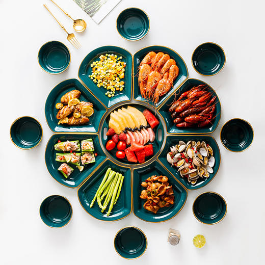 北欧轻奢陶瓷套装家用碗盘碟高颜值送礼酒店适用菜盘拼盘陶瓷餐具 商品图0