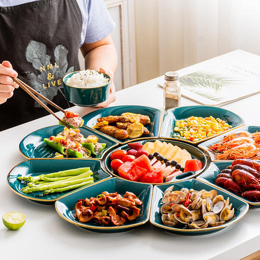北欧轻奢陶瓷套装家用碗盘碟高颜值送礼酒店适用菜盘拼盘陶瓷餐具 商品图2