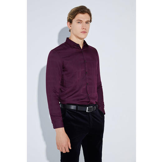 GOOD LUCK德鲨暗纹提花长袖衬衫L291136 商品图8