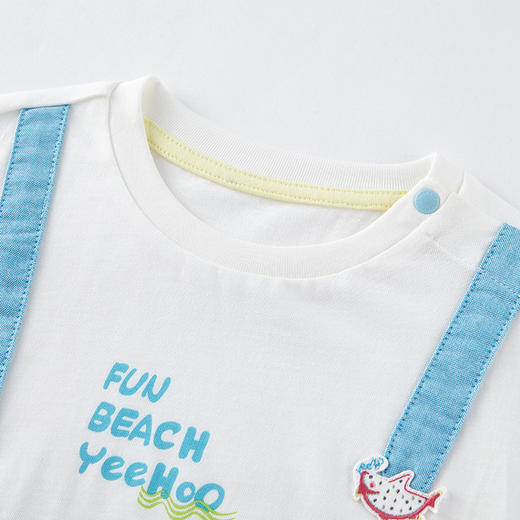 英氏-童衣类（夏）E1外着英针衣裤套白73CM 商品图1