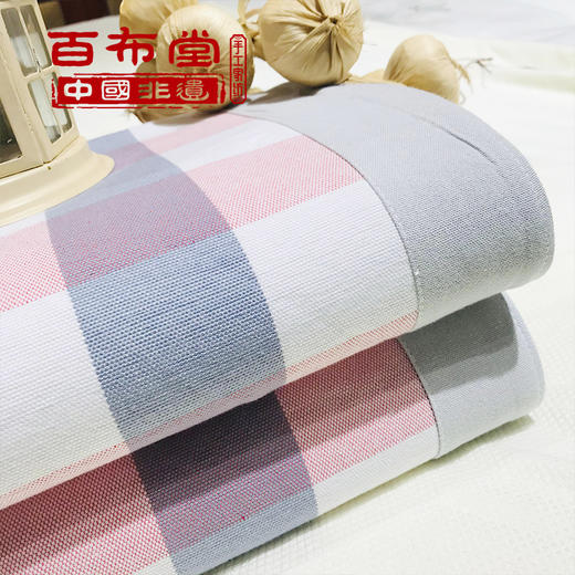 （乡村振兴商品）百布堂纯棉养生棉凉席三件套（粉蓝格子） 商品图3
