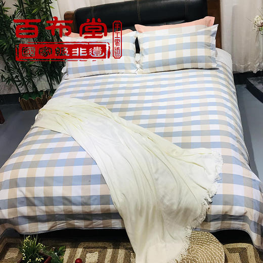 【企业】百布堂纯棉粗布床单（灰白格） 商品图0