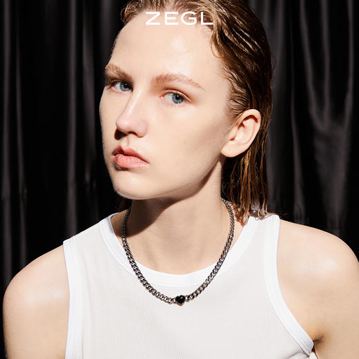 ZEGL设计师黑玛瑙爱心古巴项链女潮嘻哈ins小众设计冷淡风锁骨链 商品图4