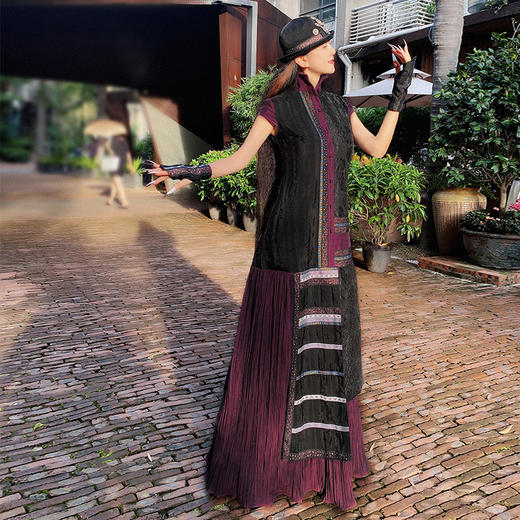 【杨丽萍旗袍改良款】暗香盈秀拼接连衣裙 | 紫色优雅端庄 |现货加急发 商品图9