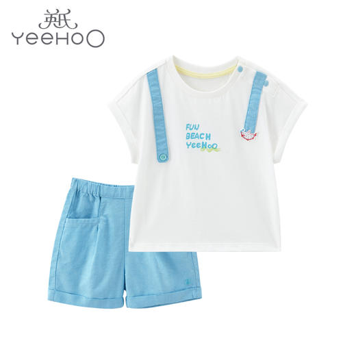 英氏-童衣类（夏）E1外着英针衣裤套白73CM 商品图0