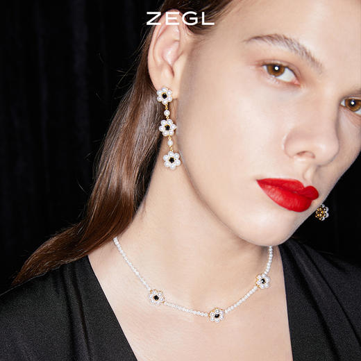 ZEGL设计师The Crown巴洛克花朵耳环女法式复古耳钉925银针耳饰品 商品图2