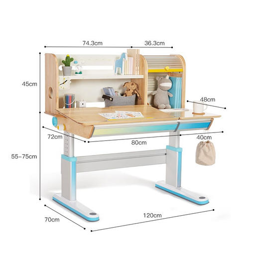 2平米 儿童学习桌实木桌梦境系列 （进口桦木）小学生书桌多功能桌椅套装 梦境1.2米+学习椅 商品图5