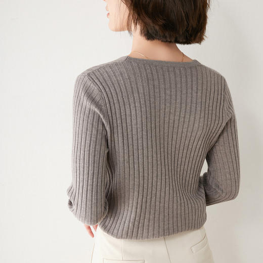 【99元两件!】时尚百搭 透气亲肤 细腻触感 视觉显瘦 多色可选 日式V领针织开衫 商品图3