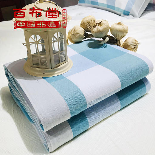 （乡村振兴商品）百布堂纯棉养生棉凉席三件套（青色格子） 商品图4