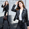 WZNH- WW22699 纯色pu皮衣外套女2021秋装新款短款小机车服帅气皮夹克外套 商品缩略图4
