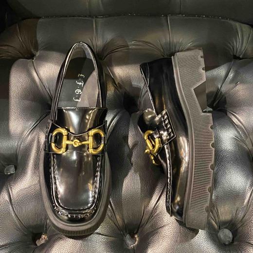 LFGJ 3008 厚底小皮鞋牛皮马衔扣松糕底英伦复古乐福鞋女单鞋 商品图5