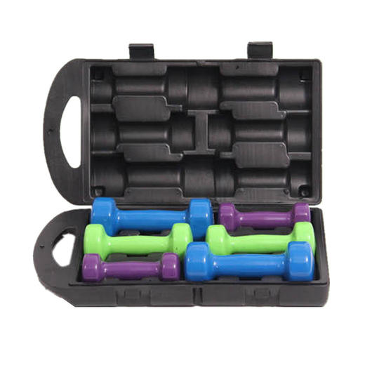 哑铃女士浸塑小哑铃盒装哑铃铸铁健身器材瘦手臂磨砂六角包胶哑铃 商品图4
