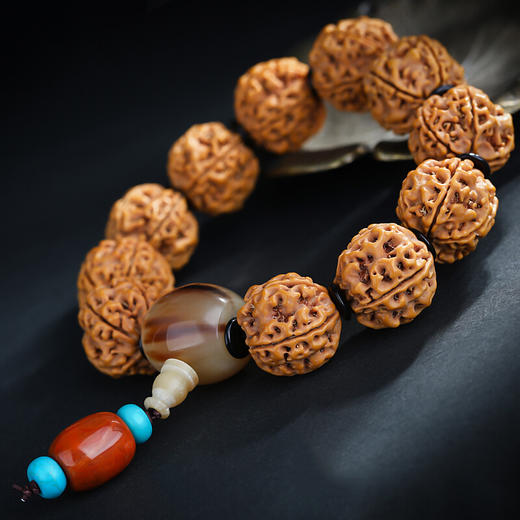 六鑫珠宝 尼泊尔五瓣双龙纹满肉大金刚菩提手串 金刚菩提+南红 20mm 商品图6