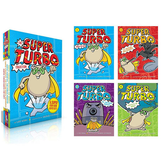 超级英雄漫画小说4册盒装 英文原版 The Super Turbo Collection 英文版儿童冒险章节桥梁书 小学生英语课外阅读读物 进口原版书籍 商品图1