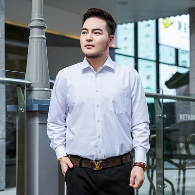 【新款DJ】大依优型大码男装休闲商务宽松加肥加大衬衫男士长袖衬衣 商品图2