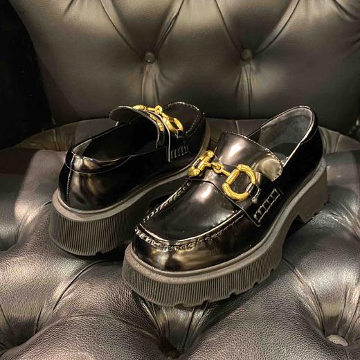 LFGJ 3008 厚底小皮鞋牛皮马衔扣松糕底英伦复古乐福鞋女单鞋 商品图2