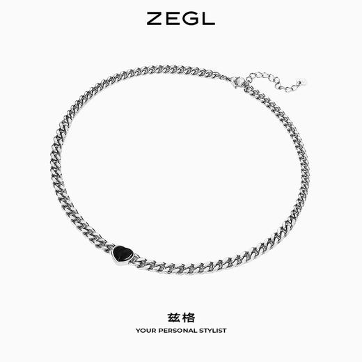 ZEGL设计师黑玛瑙爱心古巴项链女潮嘻哈ins小众设计冷淡风锁骨链 商品图3