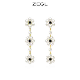 ZEGL设计师The Crown巴洛克花朵耳环女法式复古耳钉925银针耳饰品