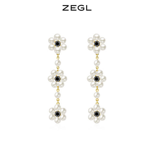 ZEGL设计师The Crown巴洛克花朵耳环女法式复古耳钉925银针耳饰品 商品图0