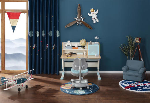 2平米爆款飞行家学习桌+护脊学习椅：原生真实木，多级调节，呵护宝宝脊椎 商品图0