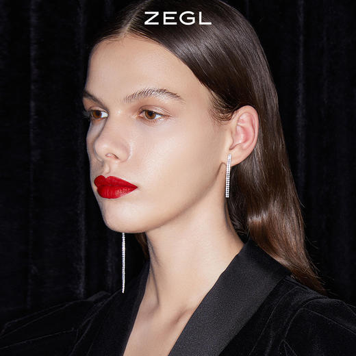 ZEGL满天星流苏耳环女气质简约冷淡风长款耳钉925银针不对称耳饰 商品图2