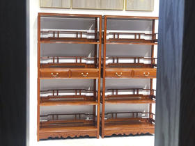 红桥红  家具严选  缅甸花梨（大果紫檀）【198双抽屉 罗锅枨围栏 明式书架 】