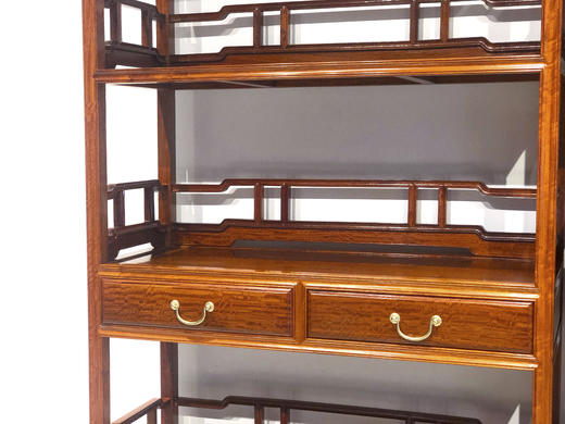 红桥红  家具严选  缅甸花梨（大果紫檀）【198双抽屉 罗锅枨围栏 明式书架 】 商品图4