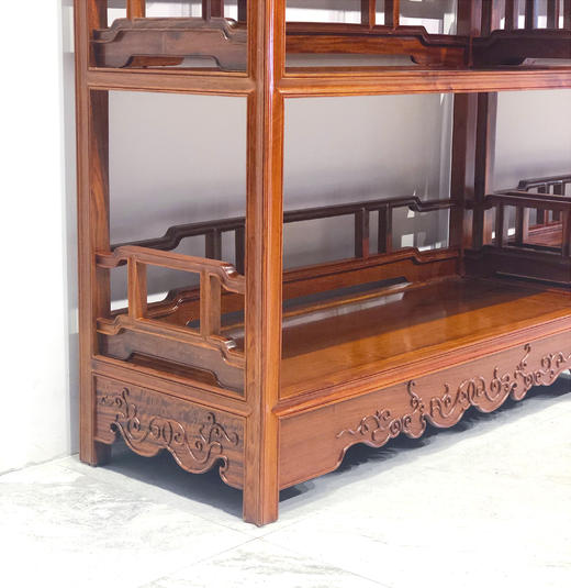 红桥红  家具严选  缅甸花梨（大果紫檀）【198双抽屉 罗锅枨围栏 明式书架 】 商品图5