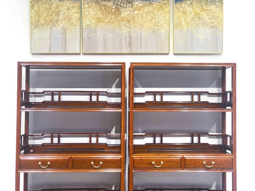 红桥红  家具严选  缅甸花梨（大果紫檀）【198双抽屉 罗锅枨围栏 明式书架 】 商品图2