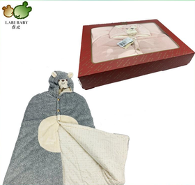 拉比-寝具类（冬）C9绒绒熊头披风（礼盒）玫瑰