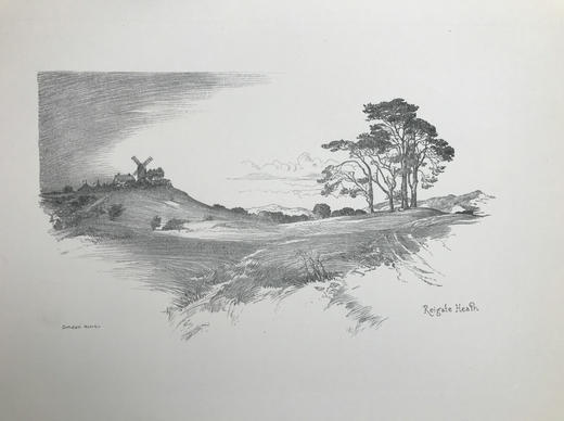 1929年 萨里郡风景画集 24幅铅笔手绘插图 漆布精装16开 商品图11