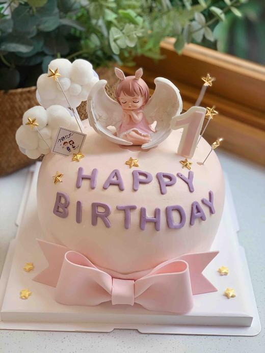 翻糖蝴蝶结天使宝宝奶油蛋糕 下单前请仔细阅读商品详情 商品图0