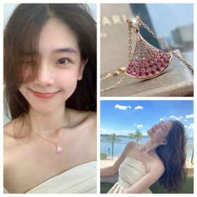 价值38000 谁戴谁好看！宝格丽DIVAS' DREAM系列渐变粉钻裙子项链 意式优雅魅力 神秘且令人难以忘怀的气质！V金材质+电镀咪金 保色效果超棒 配送全套包装！预售